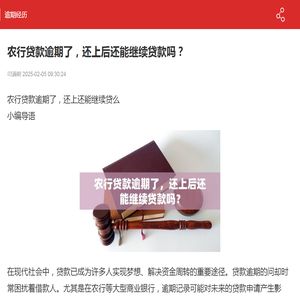 农行贷款逾期了，还上后还能继续贷款吗？-逾期经历